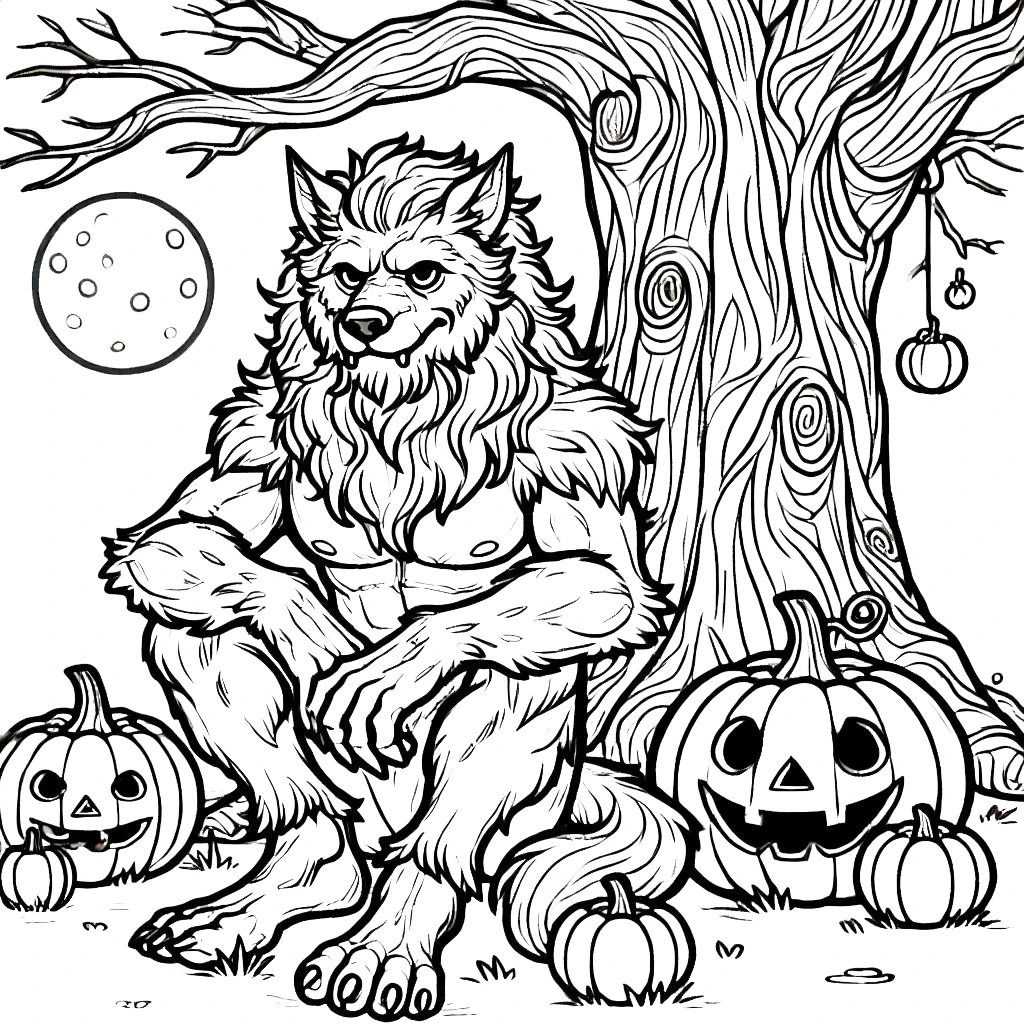 coloriage Loup garou d'enfant a imprimer 1