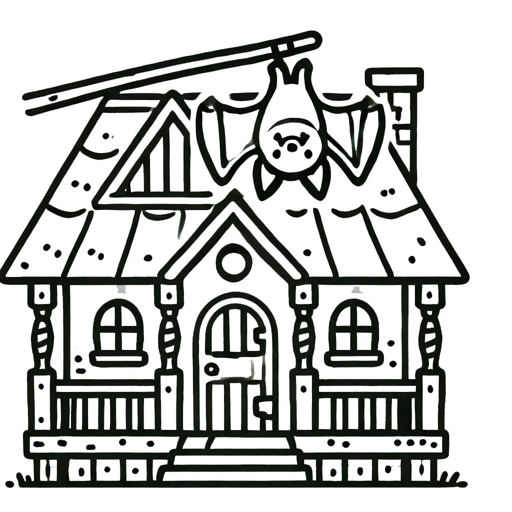 image pour coloriage Maison Hantée enfant