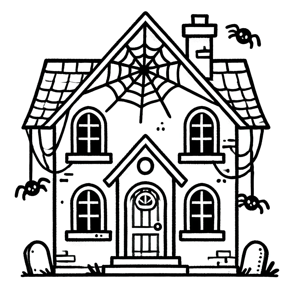 coloriage Maison Hantée à imprimer pour enfants