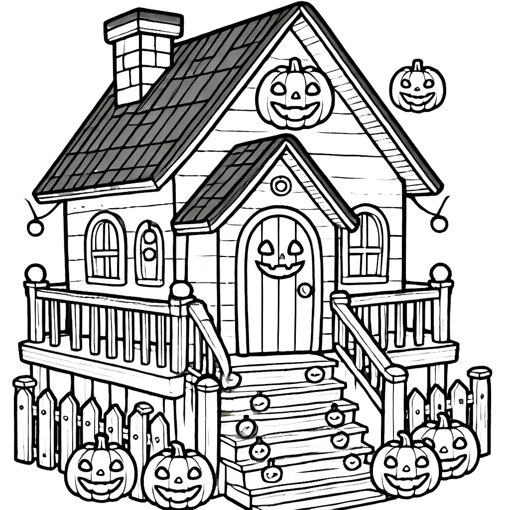 coloriage Maison Hantée a imprimer gratuitement