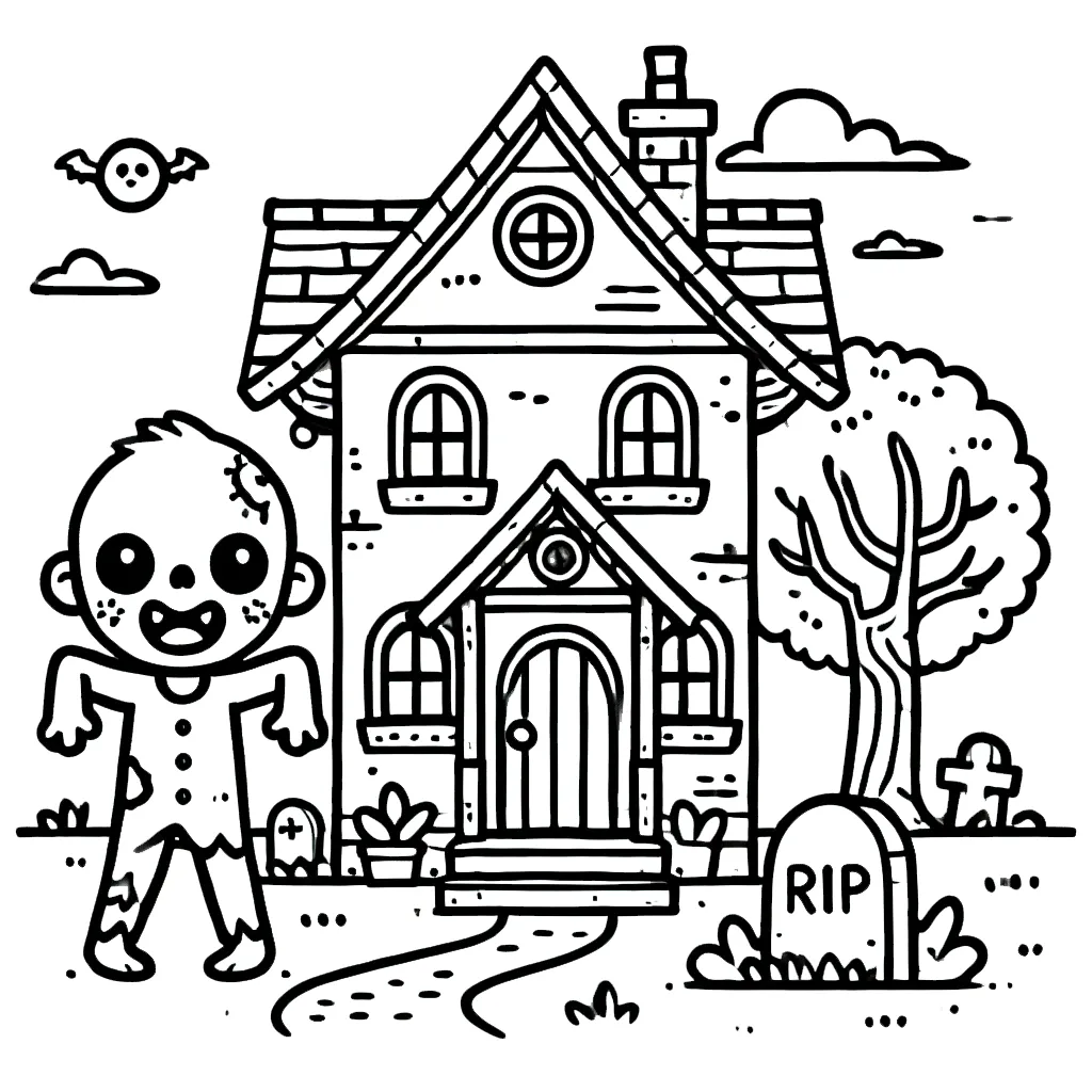 coloriage Maison Hantée a dessiner en ligne