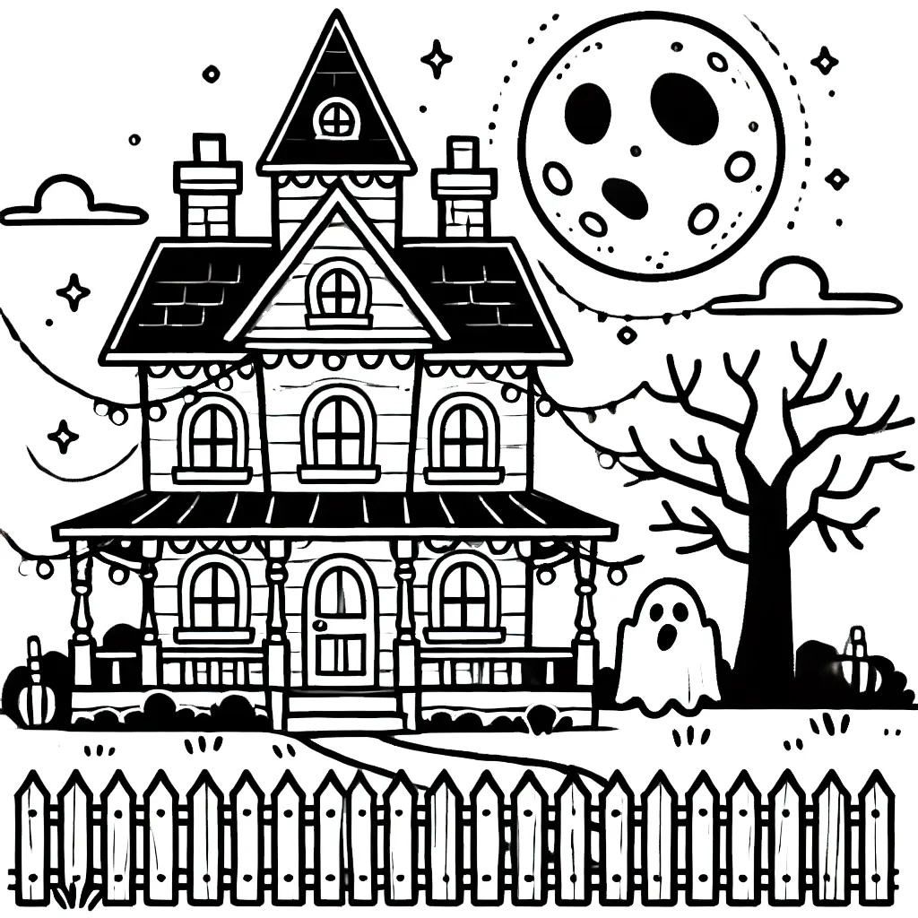 coloriage Maison Hantée pour enfant