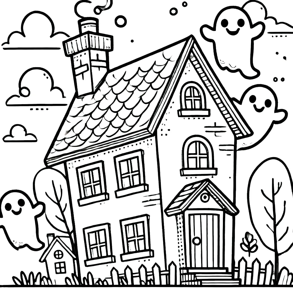 coloriage Maison Hantée pour enfant de 8 ans