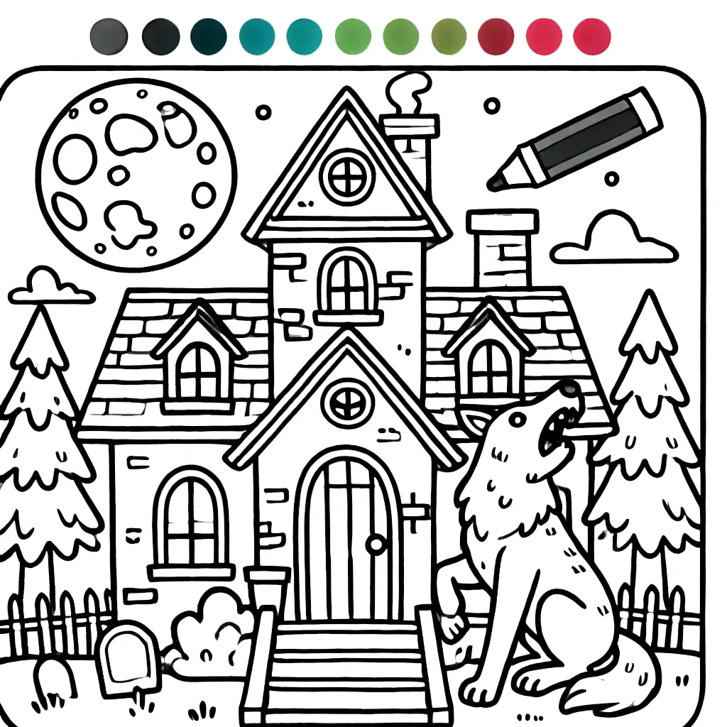 coloriage Maison Hantée pour enfant a imprimer gratuit