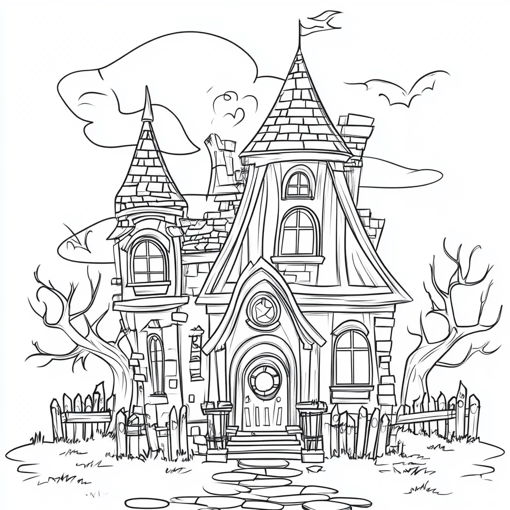 coloriage Maison Hantée et dessin a imprimer