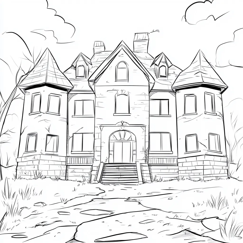 imprimer coloriage Maison Hantée pour enfant