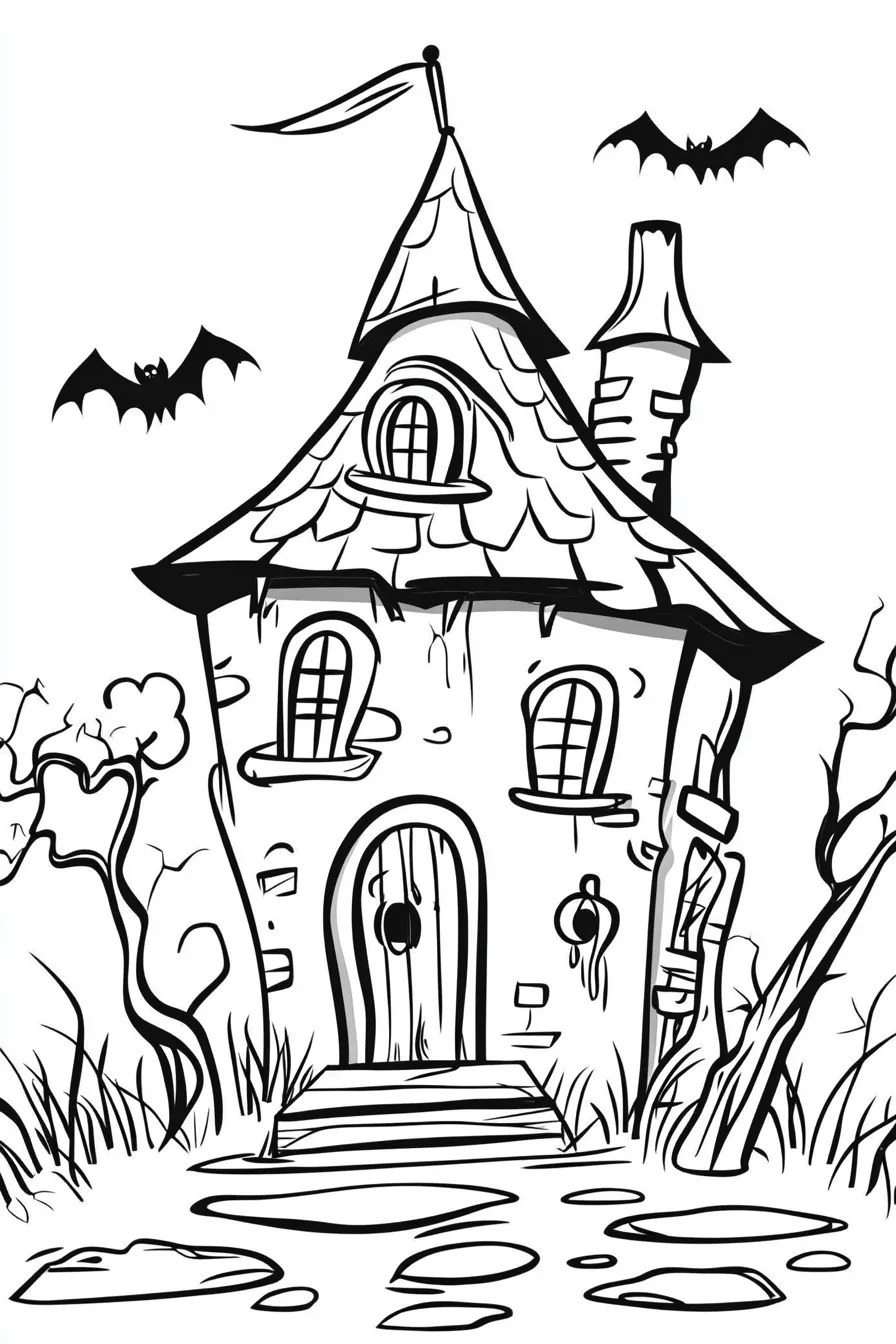 coloriage Maison Hantée de pour enfants