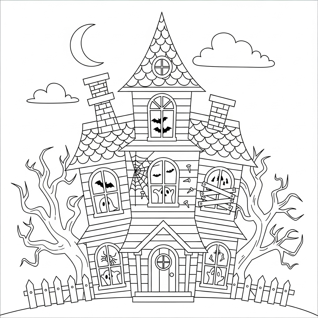 coloriage Maison Hantée updated pour enfant de 4 ans