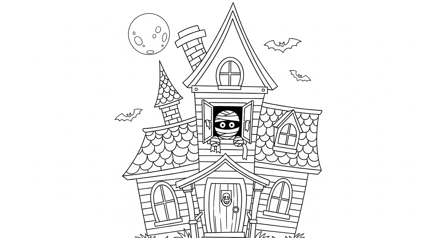 coloriage Maison Hantée updated pour enfants a imprimer gratuit