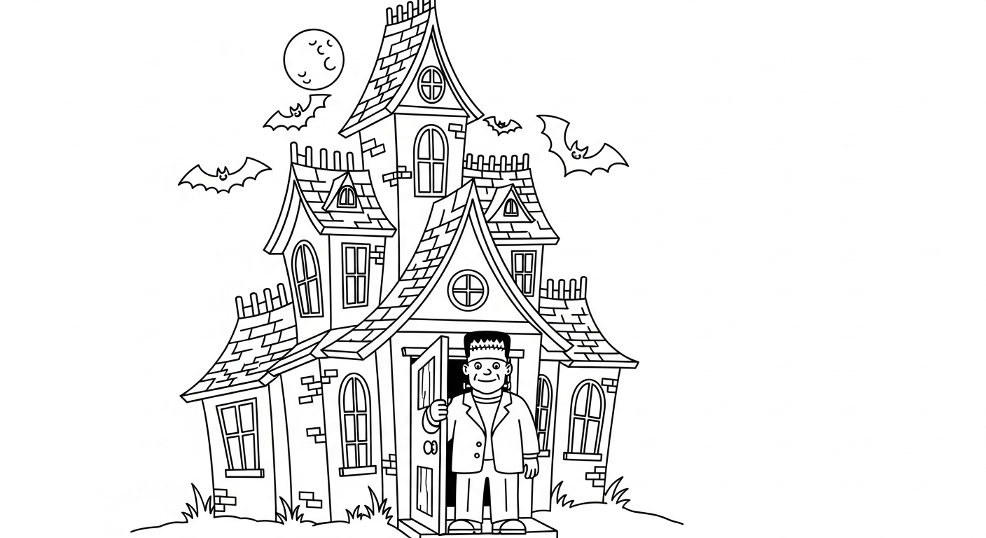 image pour coloriage Maison Hantée updated enfant