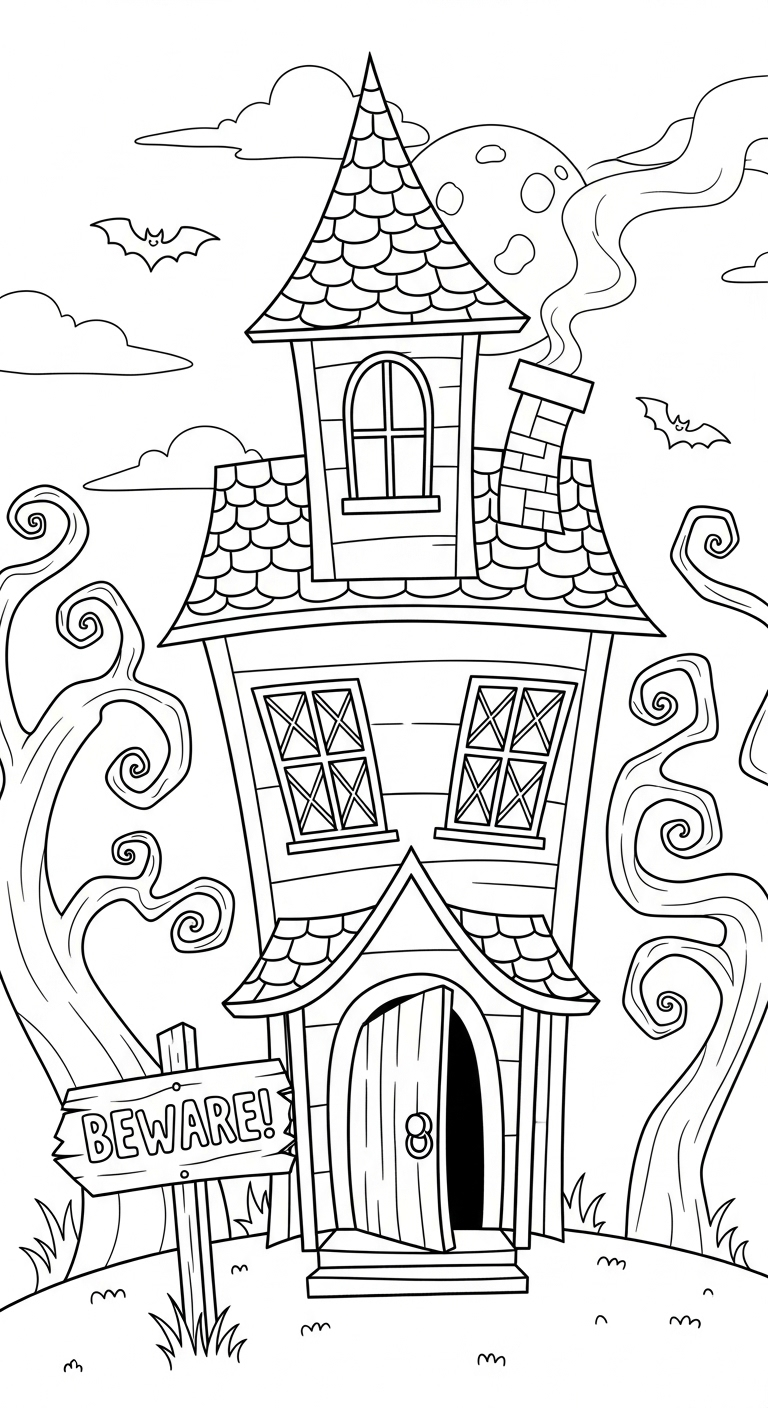 imprimer coloriage Maison Hantée updated pour enfant