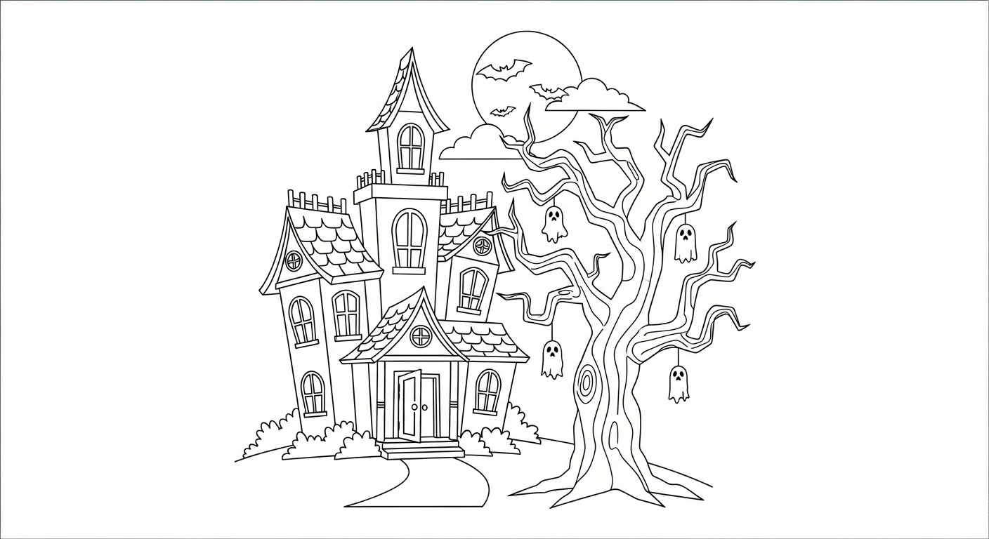 coloriage Maison Hantée updated à imprimer pdf gratuit