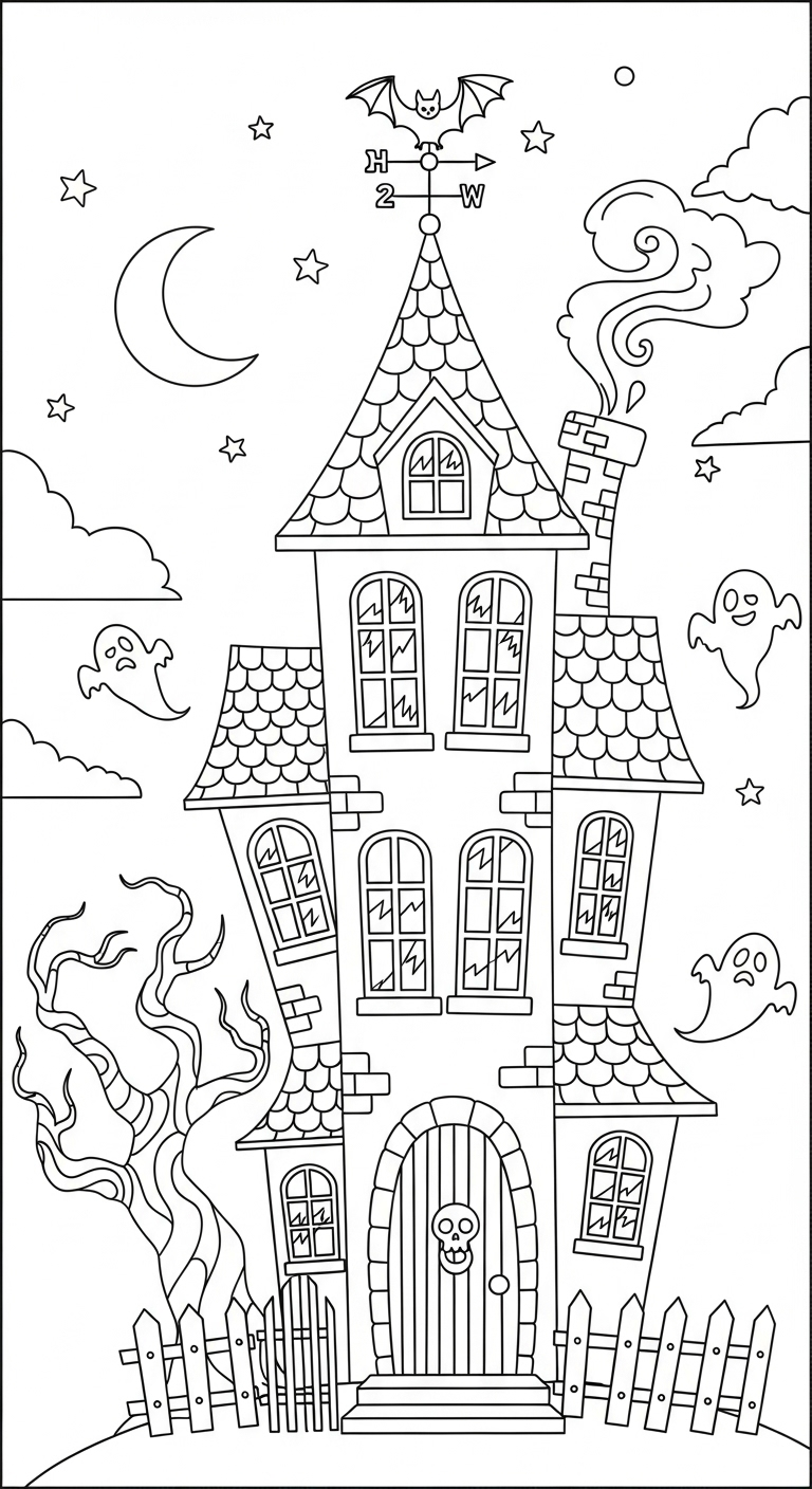 coloriage Maison Hantée updated à imprimer pour enfants