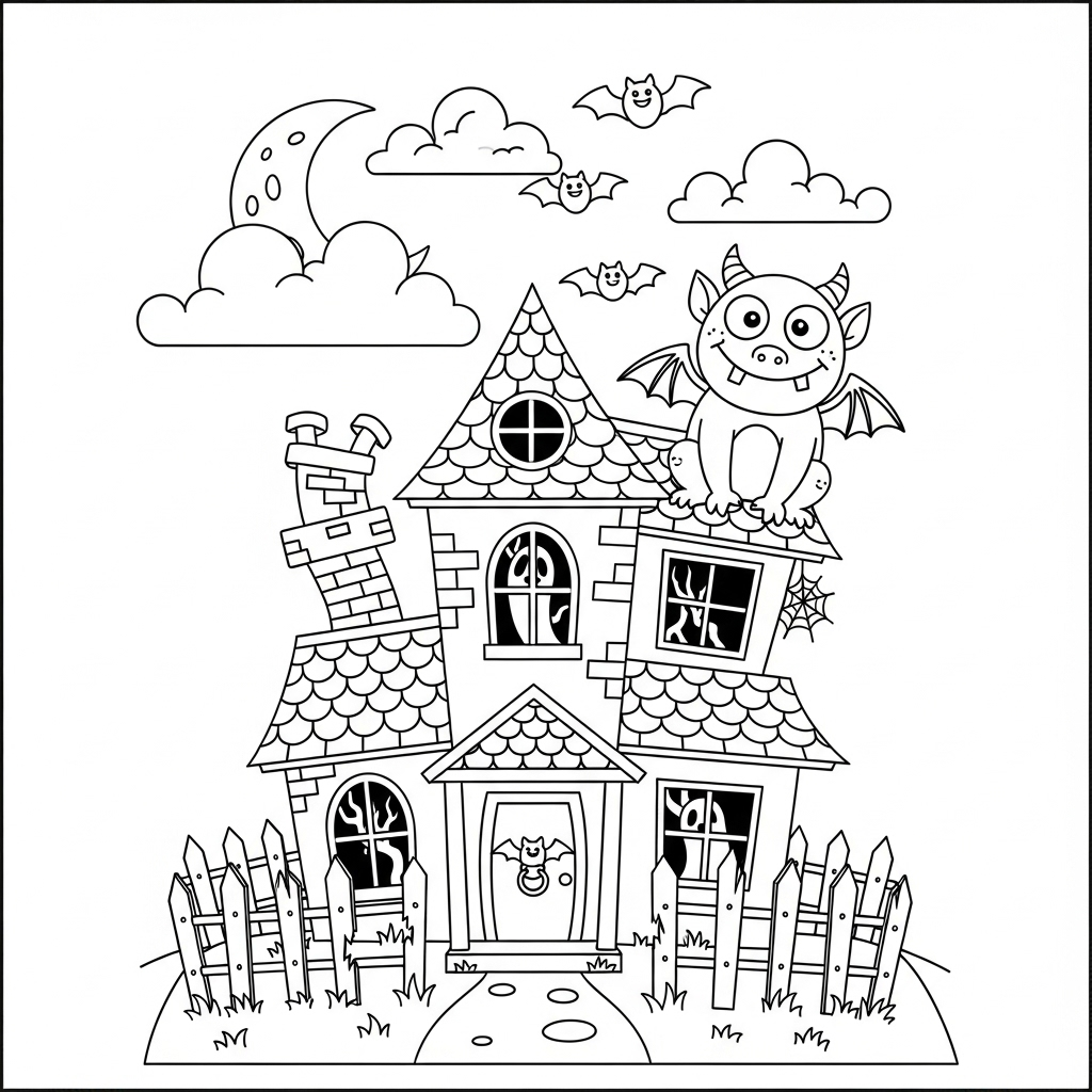 coloriage Maison Hantée updated pour enfants a imprimer gratuit
