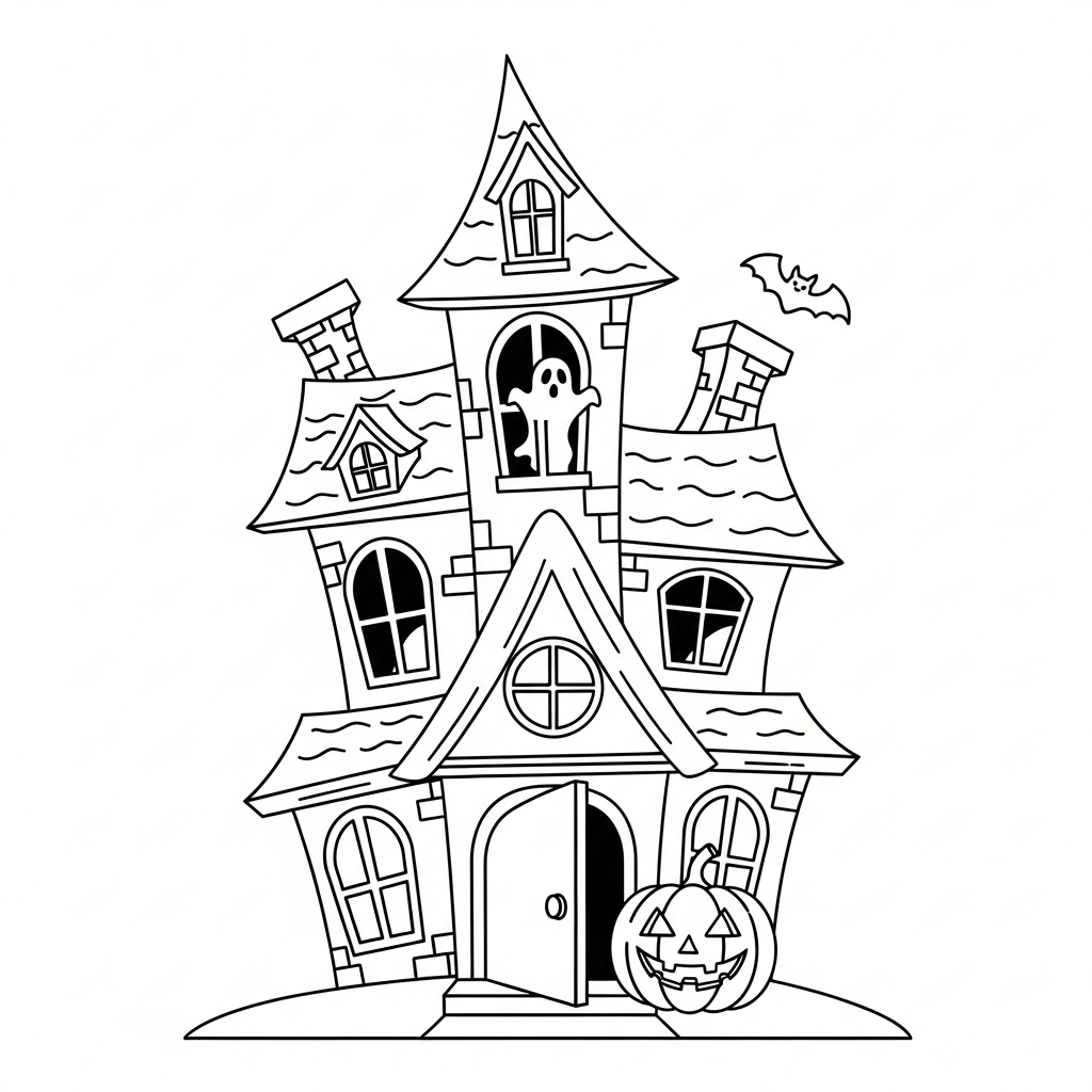 coloriage Maison Hantée updated d'enfant a imprimer