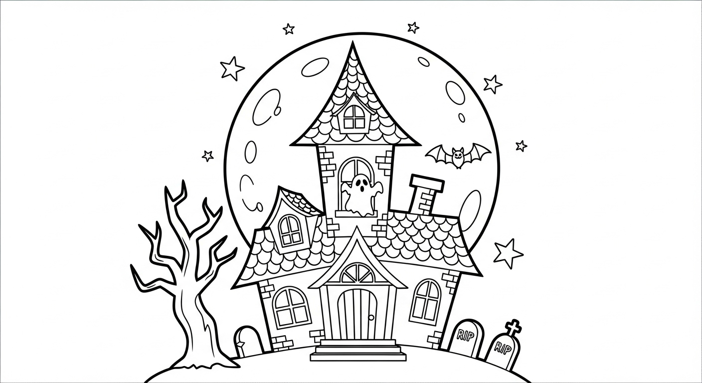 coloriage Maison Hantée updated de pour enfants