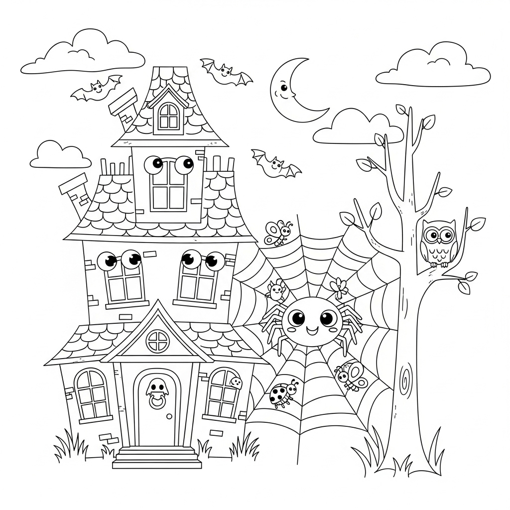 image de coloriage Maison Hantée updated pour enfant