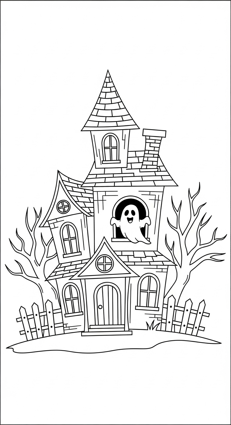 coloriage Maison Hantée updated pour enfant de 8 ans
