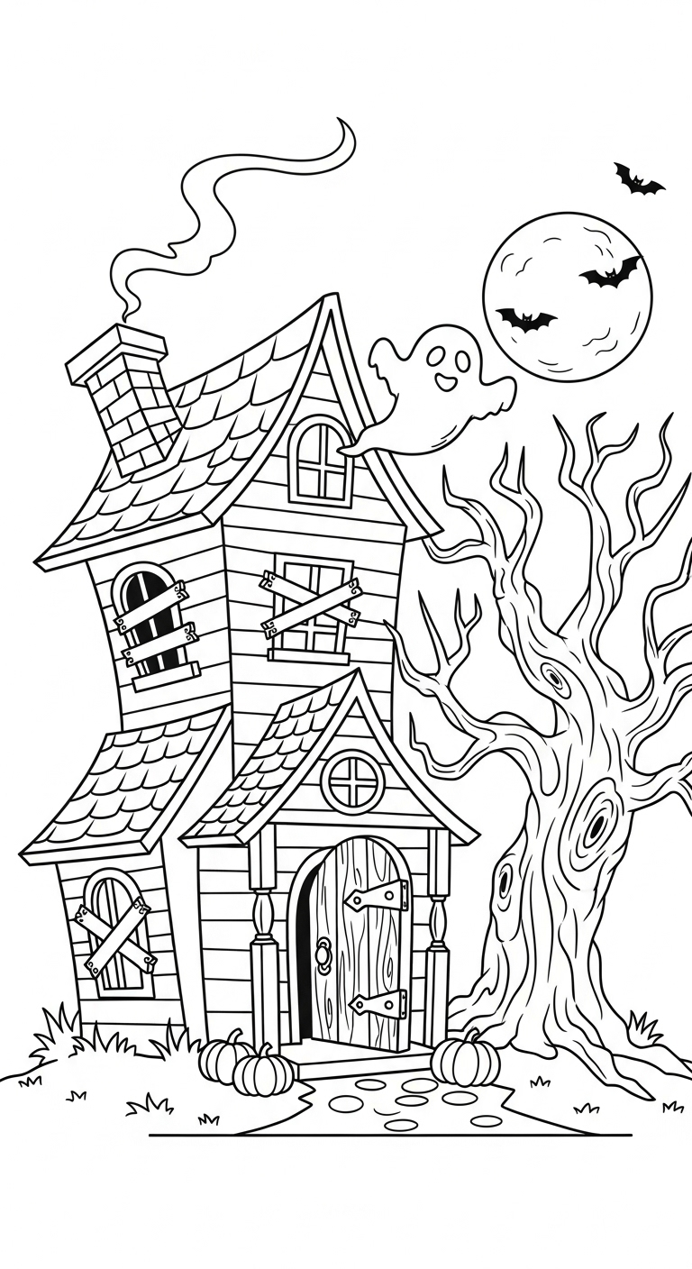 coloriage Maison Hantée updated pour enfant de 7 ans