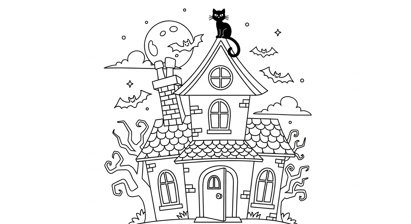 coloriage Maison Hantée updated à imprimer gratuit