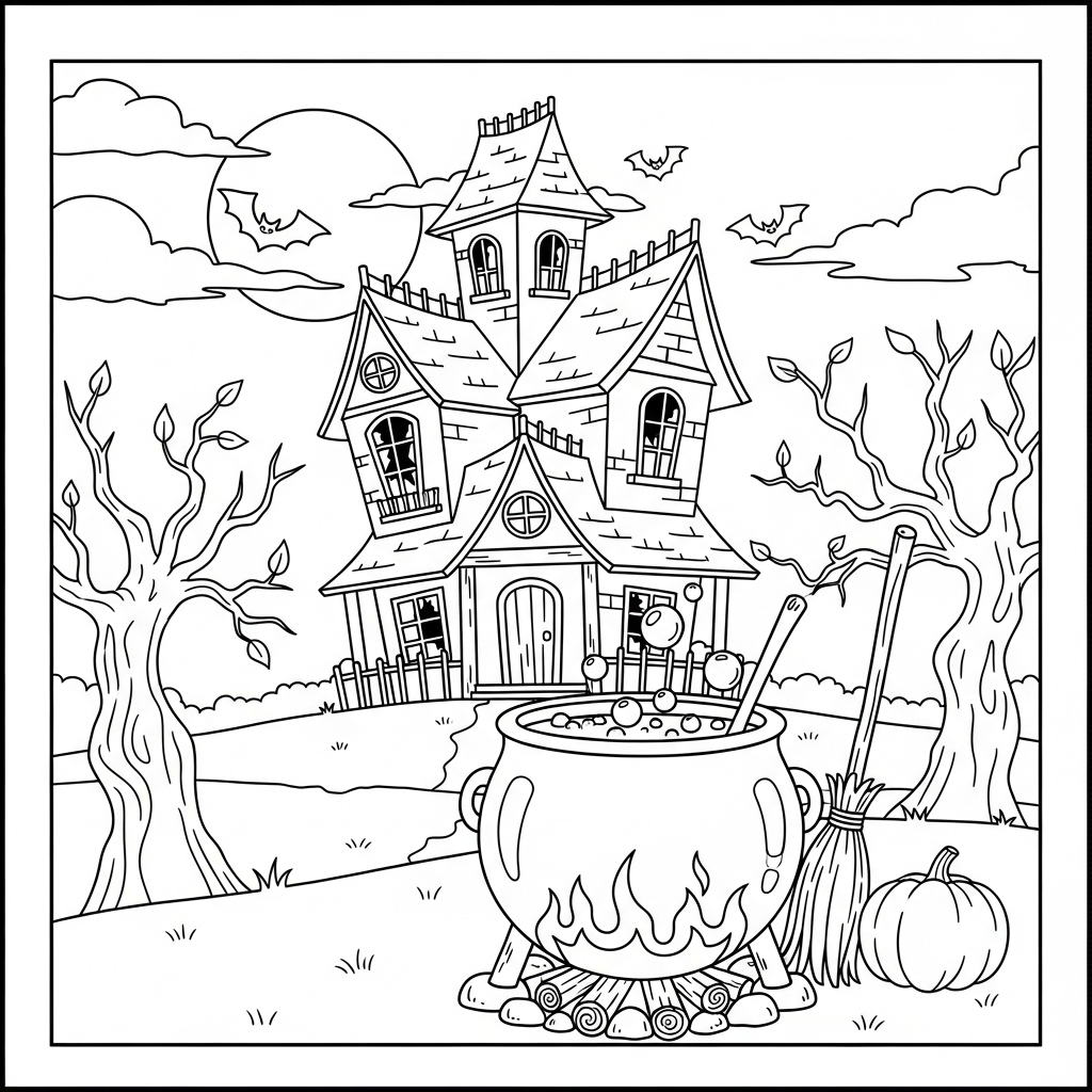 coloriage Maison Hantée updated pour enfant de 3 ans
