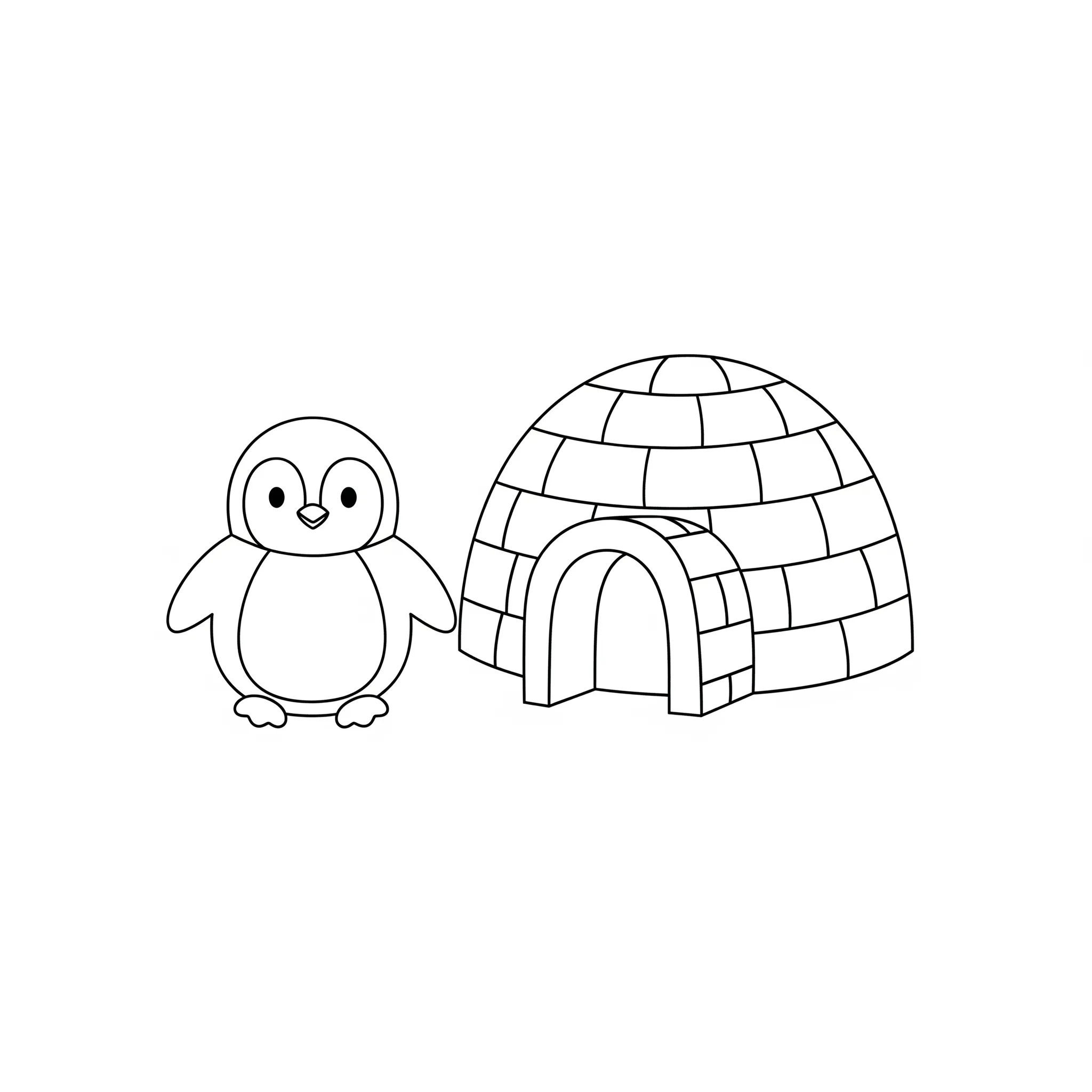 coloriage Pingouin et l’Igloo gratuit