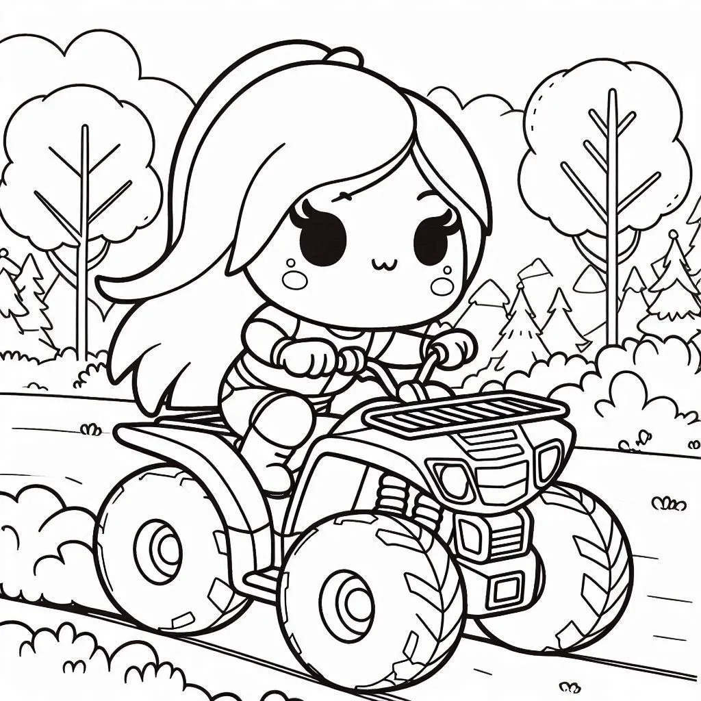 coloriage Quad à imprimer kawaii