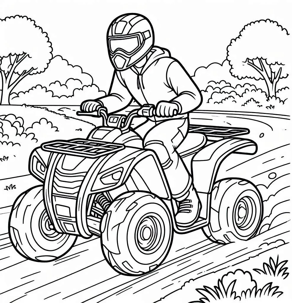 coloriage Quad à imprimer pour enfant de 10 ans