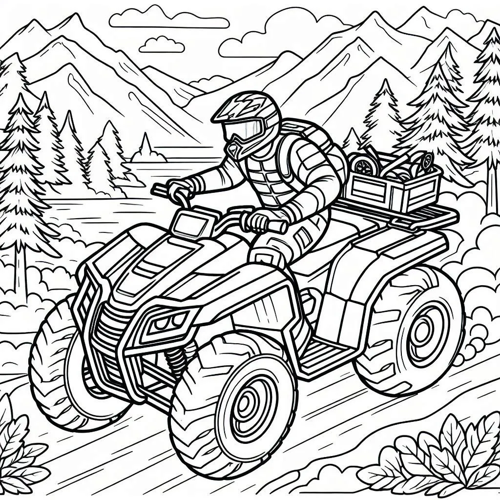 coloriage Quad à imprimer pour enfant de 10 ans 1