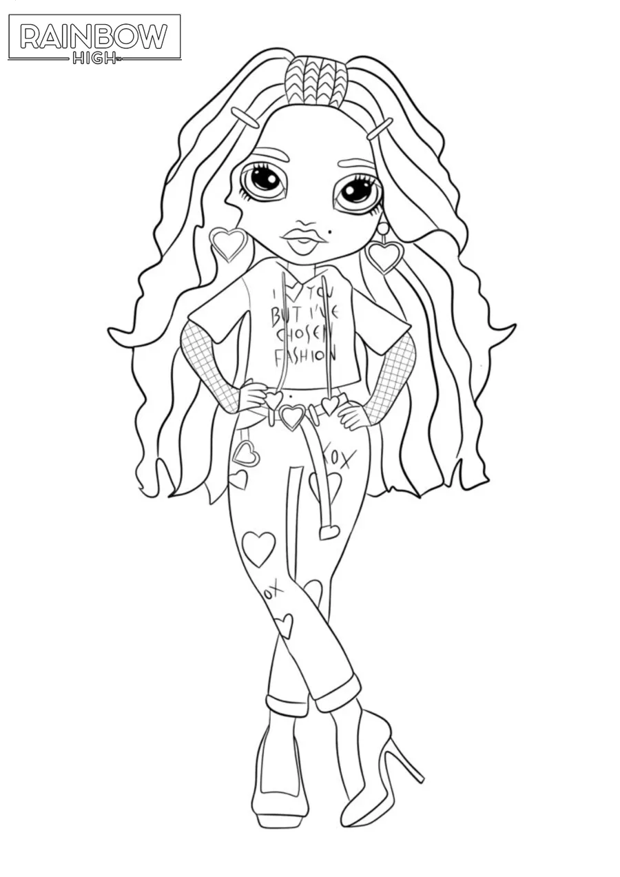 coloriage Rainbow High à imprimer pour enfant de 6 ans