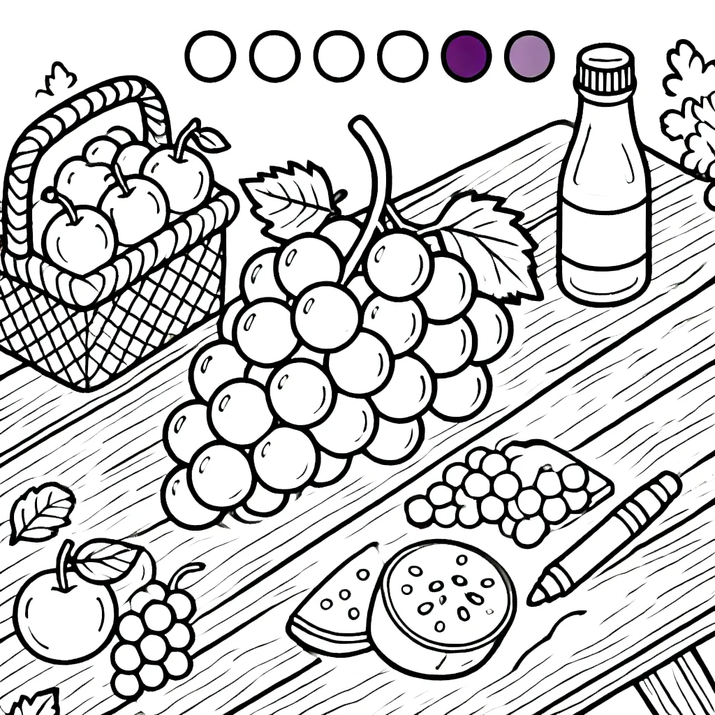 coloriage Raisin à imprimer kawaii