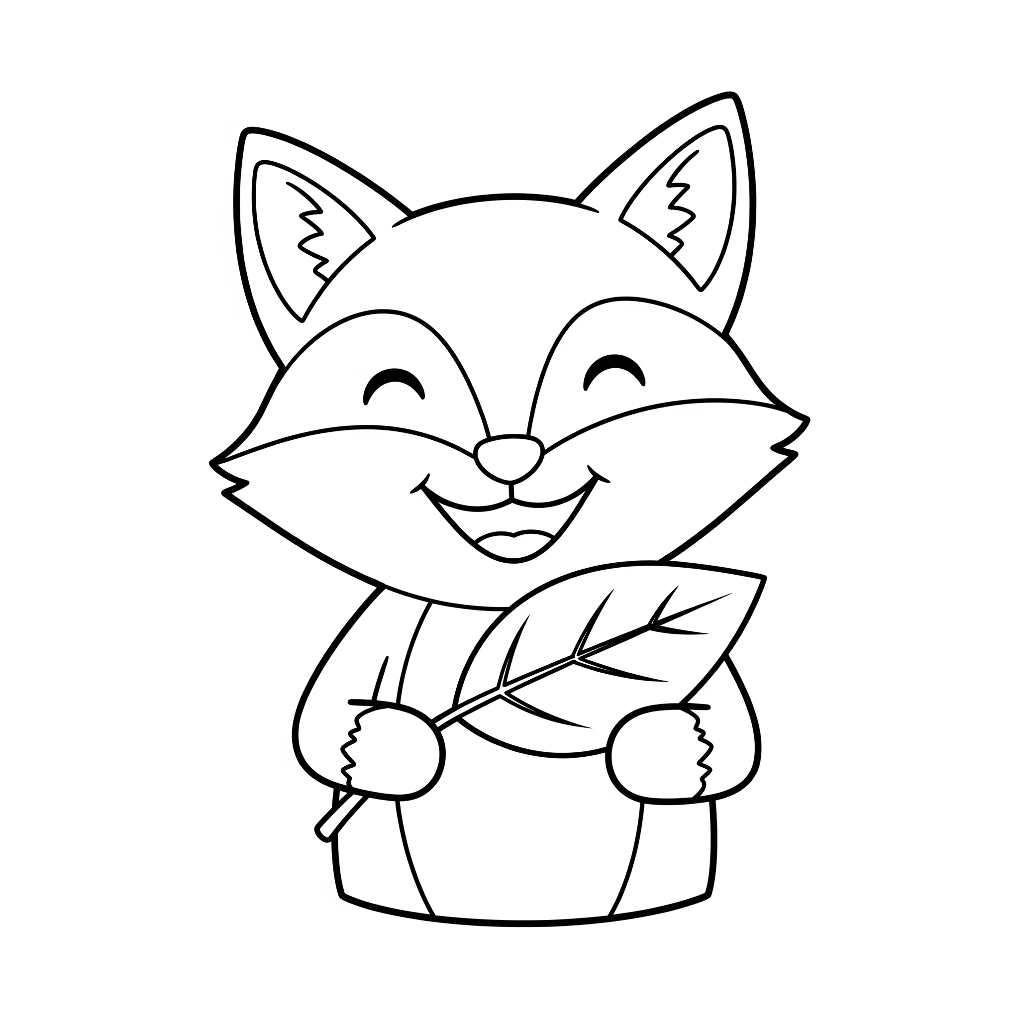 coloriage Renard souriant avec une feuille simple à imprimer pdf gratuit