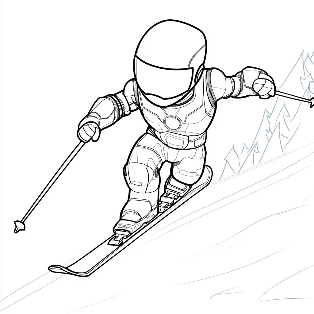 coloriage Ski pour enfants a imprimer gratuit