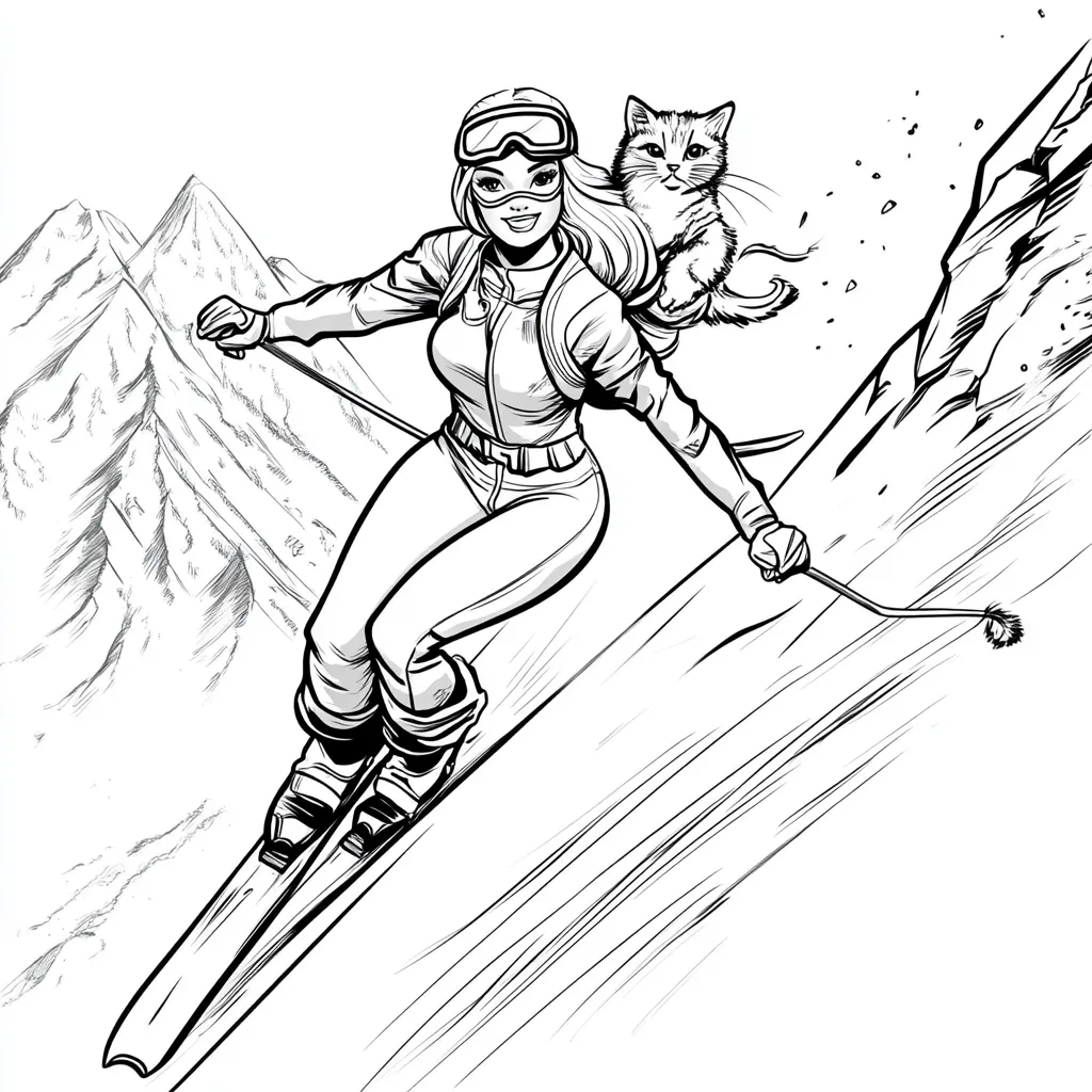 coloriage Ski pour enfant a imprimer gratuit