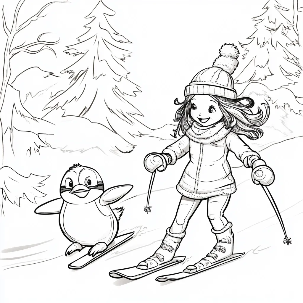 coloriage Ski à imprimer pour enfant de 9 ans 1