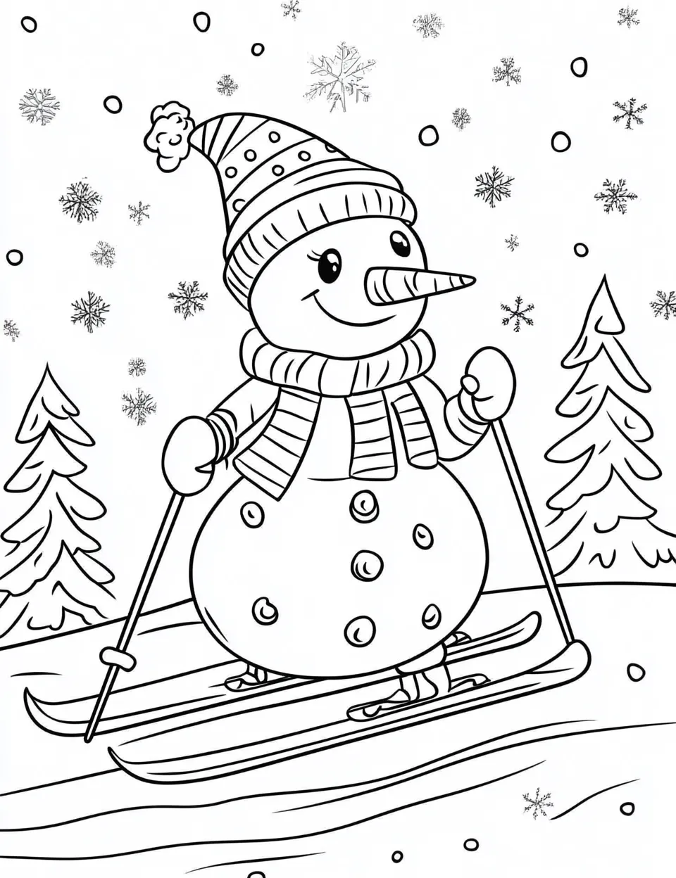 coloriage Ski et decoupage a imprimer gratuit