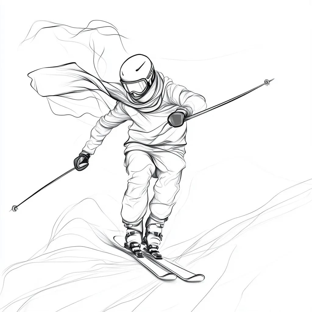 coloriage Ski pour bebe a imprimer