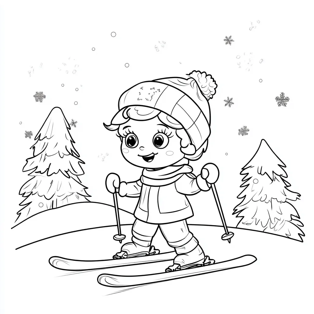 coloriage Ski pour enfant de 7 ans 1