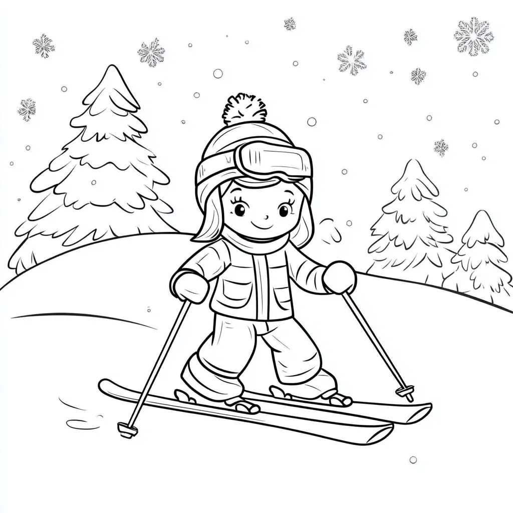 coloriage Ski à imprimer pour enfant de 9 ans 2