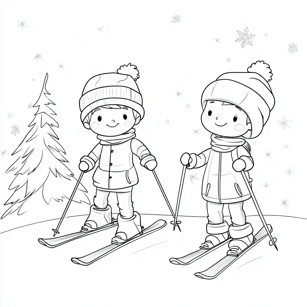 coloriage Ski pour enfants à imprimer 1