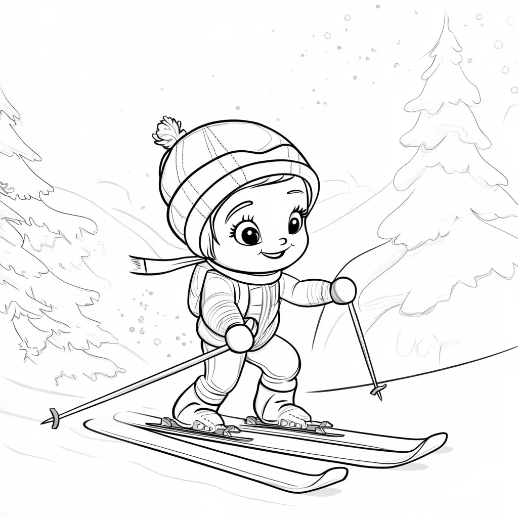 coloriage Ski à imprimer pdf gratuit 2