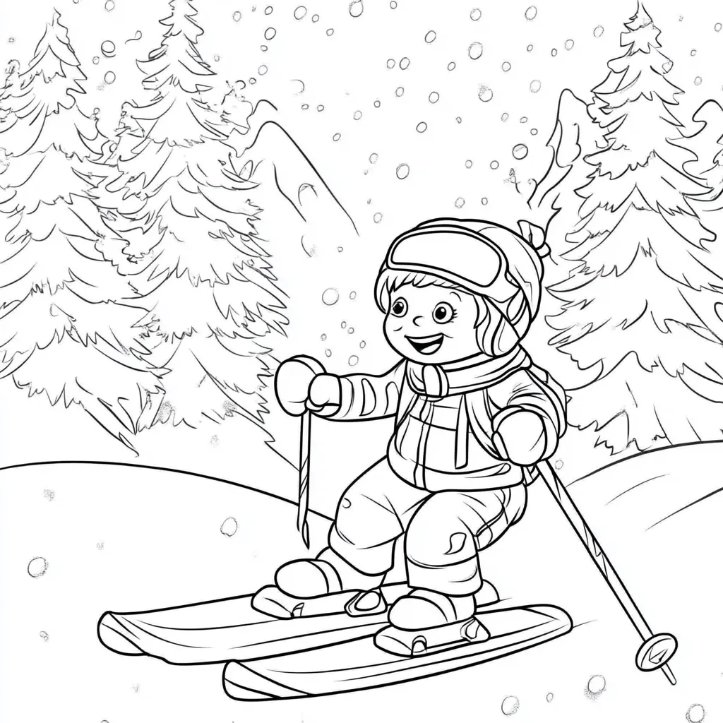 coloriage Ski pour enfant de 2 ans 1