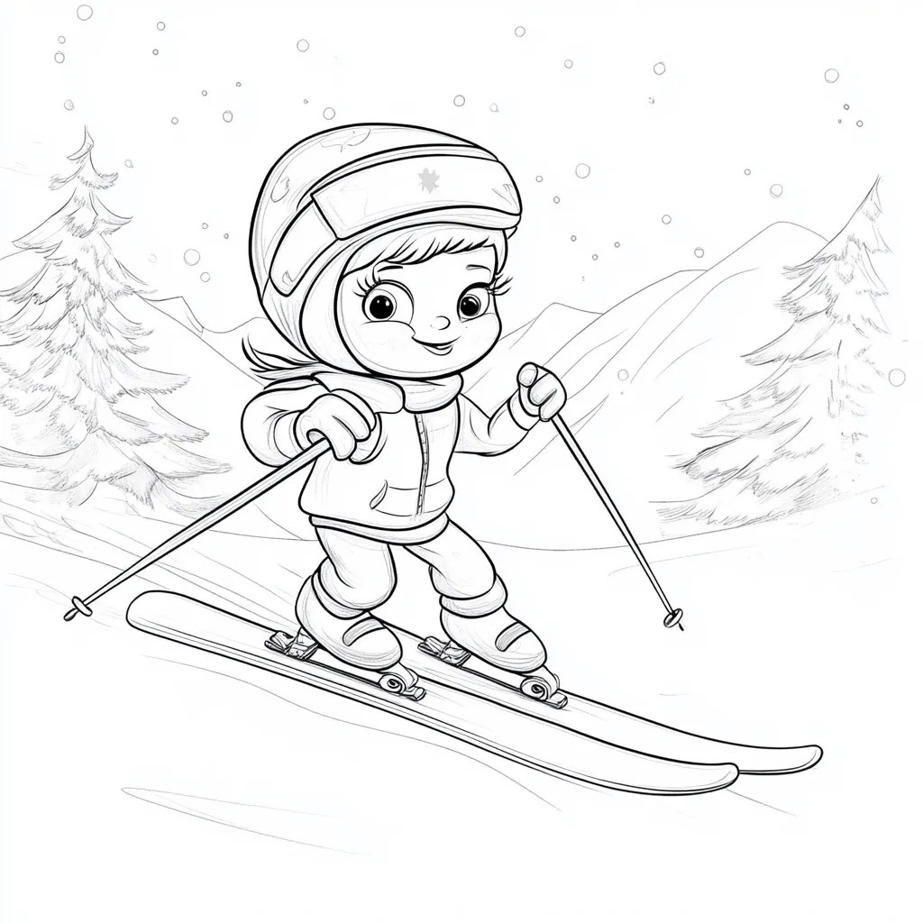 image de coloriage Ski pour enfant 1