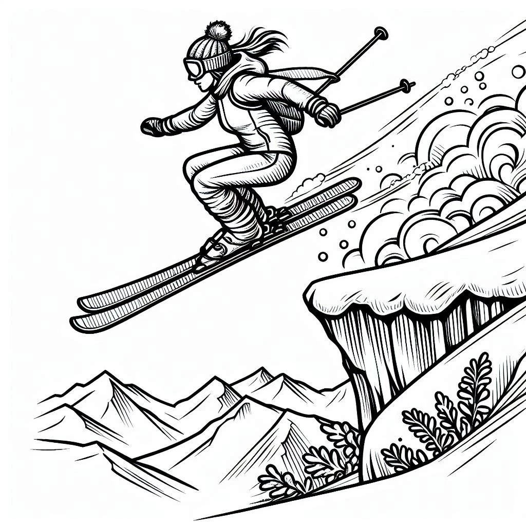 imprimer coloriage Ski pour enfant