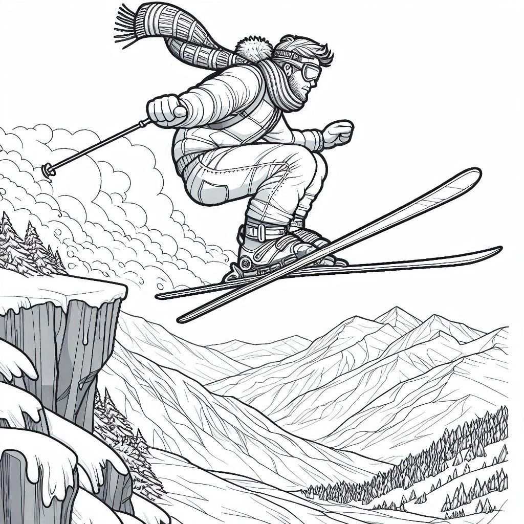 coloriage Ski educatif pour enfant