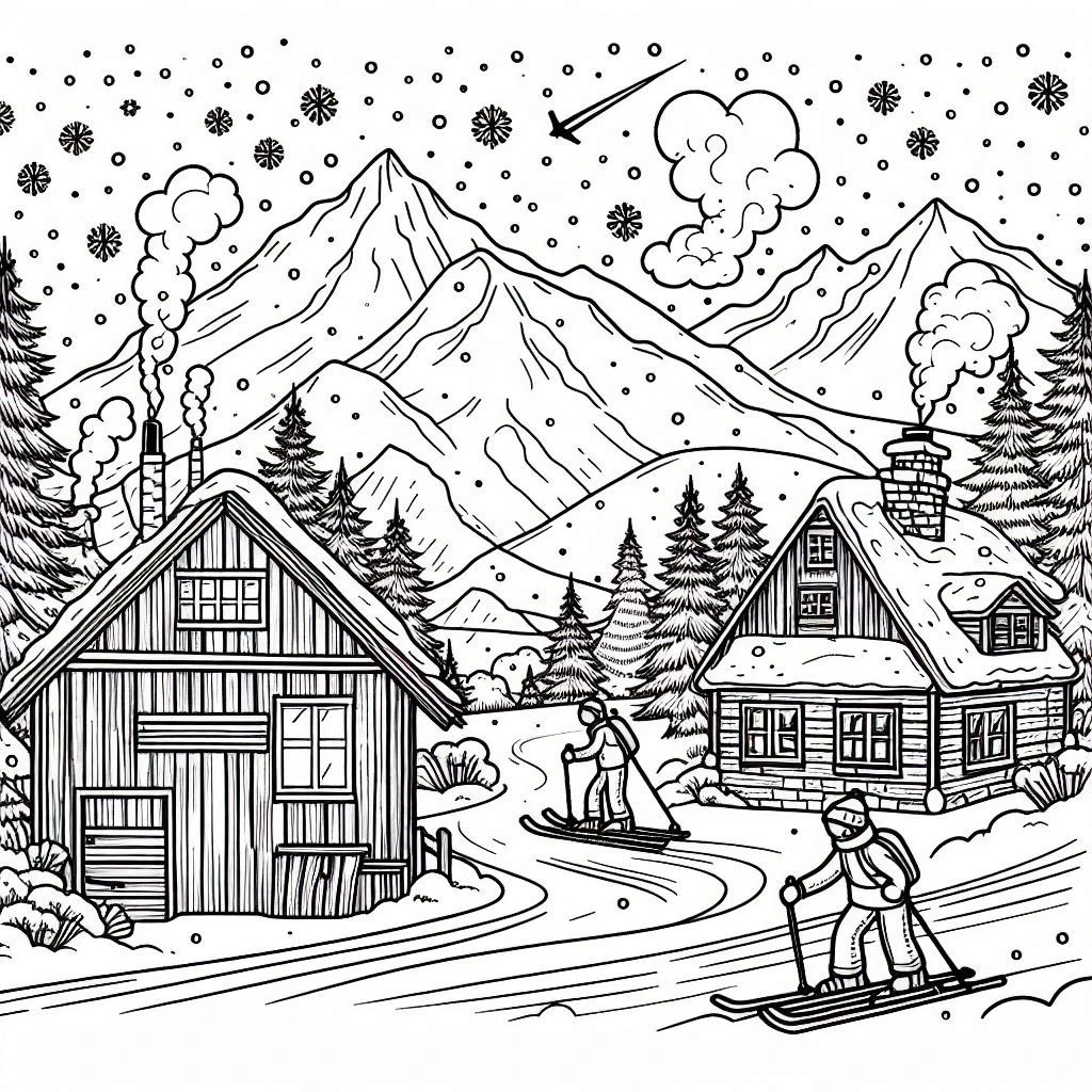 coloriage Ski d'enfant a imprimer