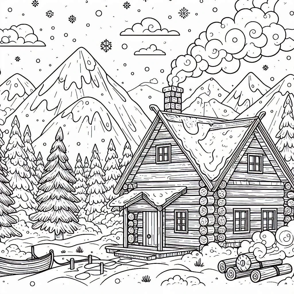 coloriage Ski et découpage à imprimer