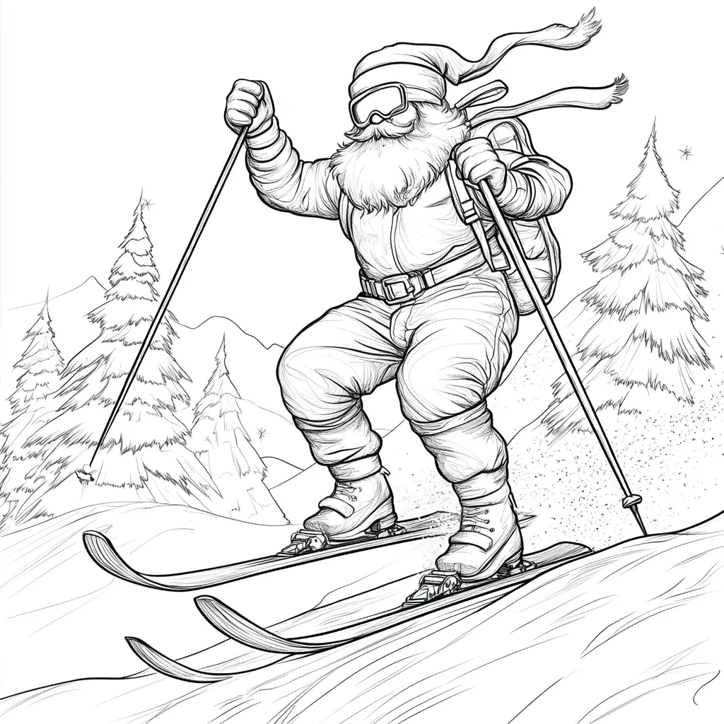 coloriage Ski pour enfant de 6 ans