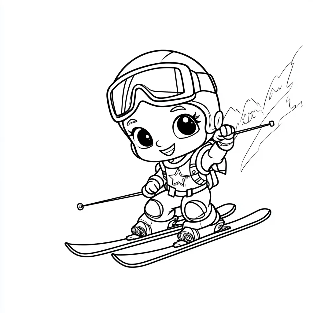 coloriage Ski à imprimer pour enfant de 6 ans