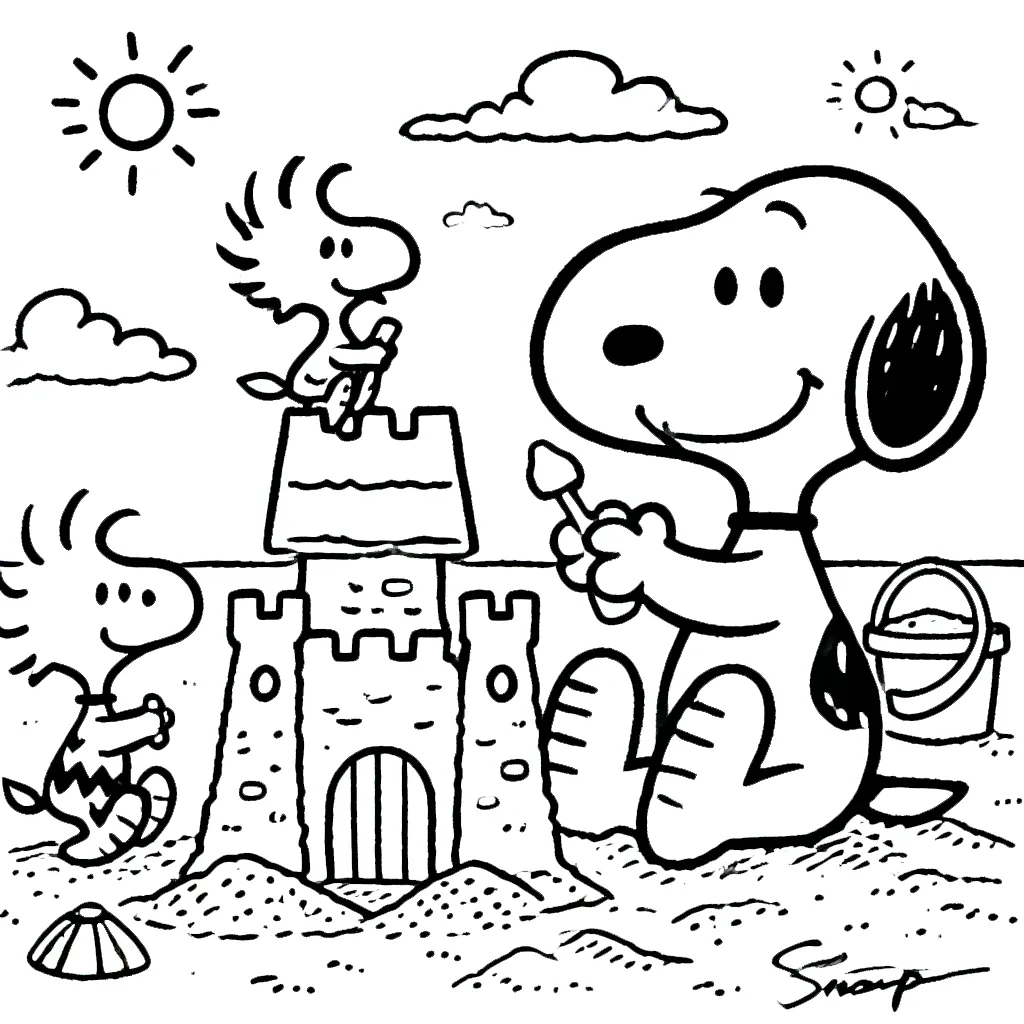 coloriage Snoopy à imprimer pour enfant de 7 ans